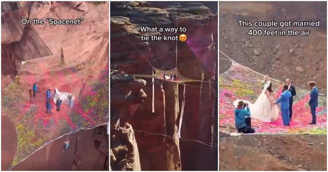 Couple marry 400 feet in the air, Kim, Ryan, slackliners Couple marry 400 feet in the air, Kim, Ryan, slackliners