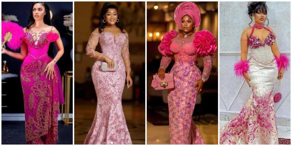 Photos of ladies in pink asoebi