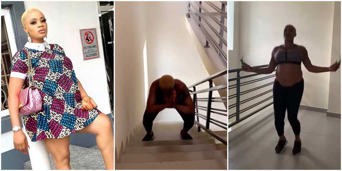 Pregnant Actress Uche Ogbodo Flaunts Baby Bump as She Embarks on Intense Work-Out Session Pregnant Actress Uche Ogbodo Flaunts Baby Bump as She Embarks on Intense Work-Out Session