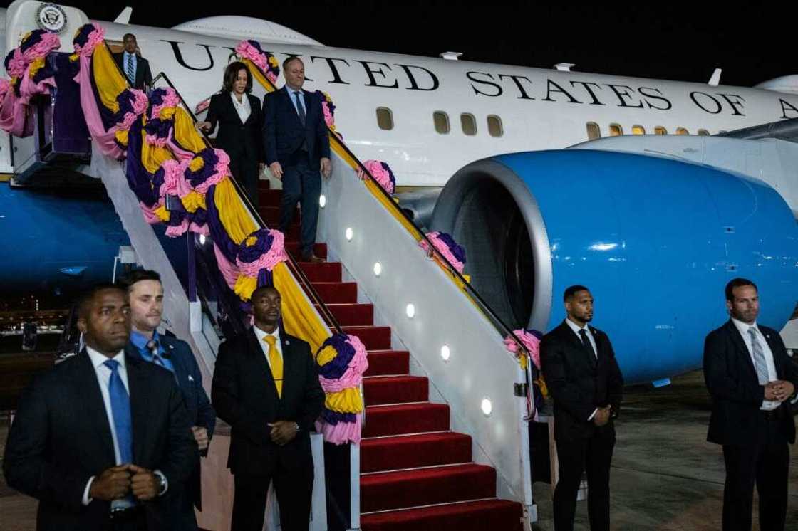 US Vice President Kamala Harris and Second Gentleman Doug Emhoff arrive in Bangkok to attend the Asia-Pacific Economic Cooperation (APEC) summit US Vice President Kamala Harris and Second Gentleman Doug Emhoff arrive in Bangkok to attend the Asia-Pacific Economic Cooperation (APEC) summit