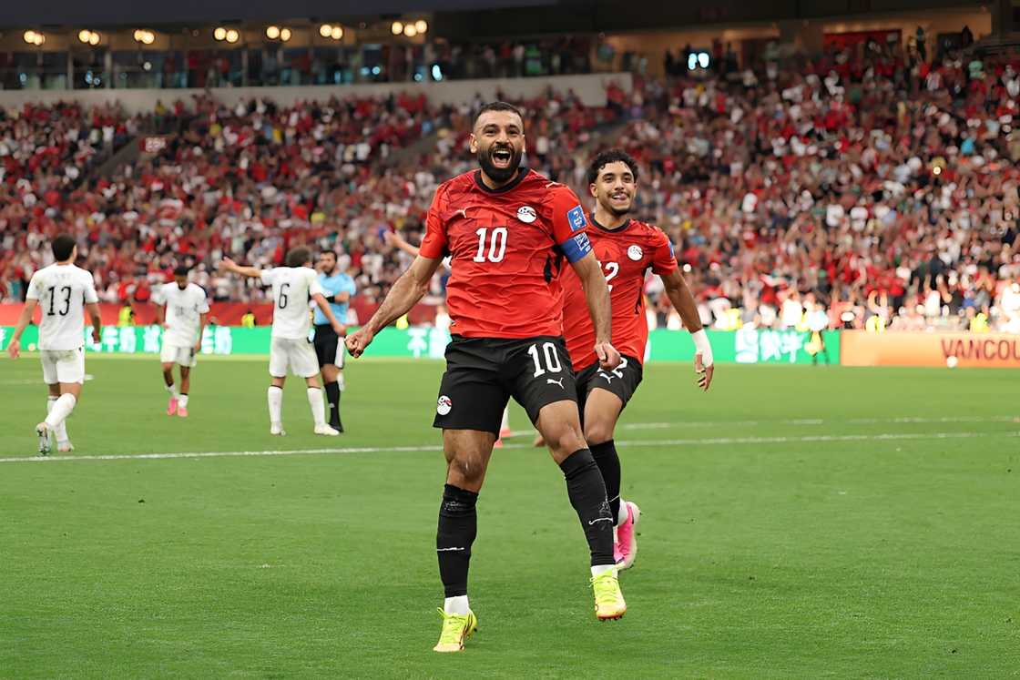 Egyptian footballer Mohamed Salah celebrating Egyptian footballer Mohamed Salah celebrating