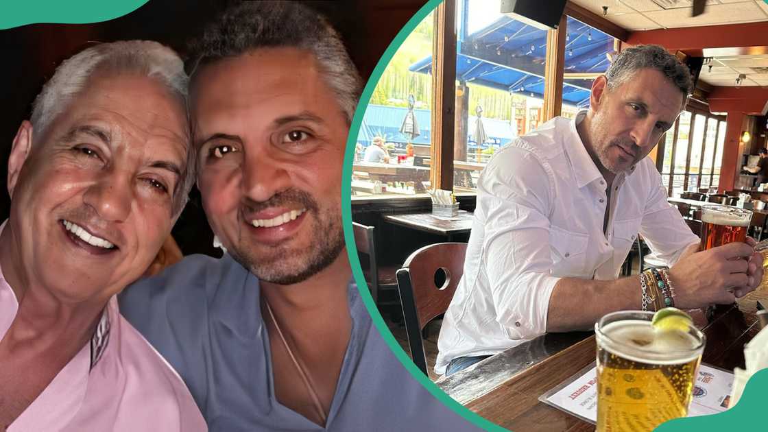 Mauricio Umansky and his dad, Eduardo (L). Mauricio Umansky at a restaurant (R)