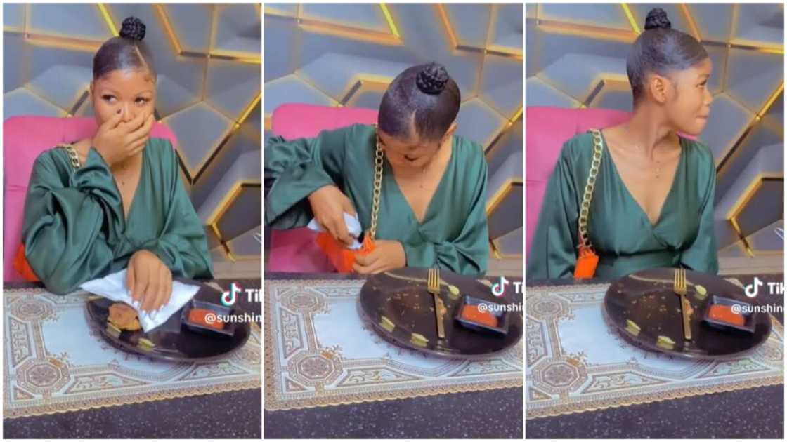 Lady in green gown/lady packed her chicken. Lady in green gown/lady packed her chicken.