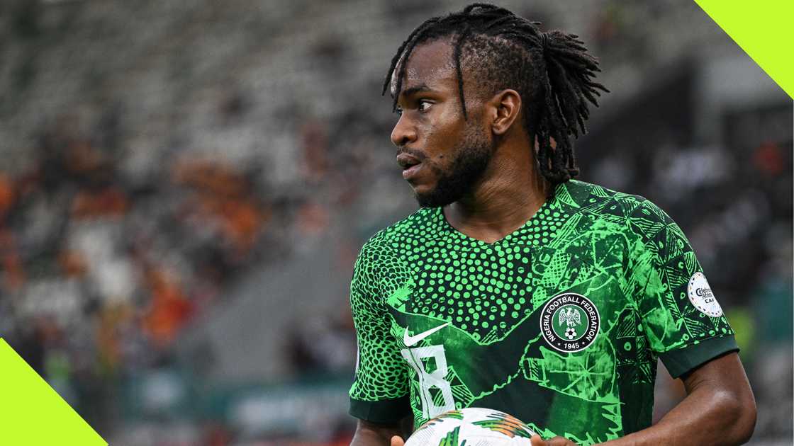 Ademola Lookman celebrates after scoring for Nigeria at AFCON 2023.