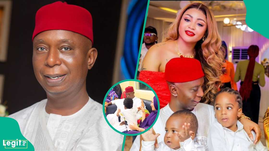 Ned Nwoko shares emotional birthday moments with Regina Daniels' son as one touching hug gets many Nigerians talking online