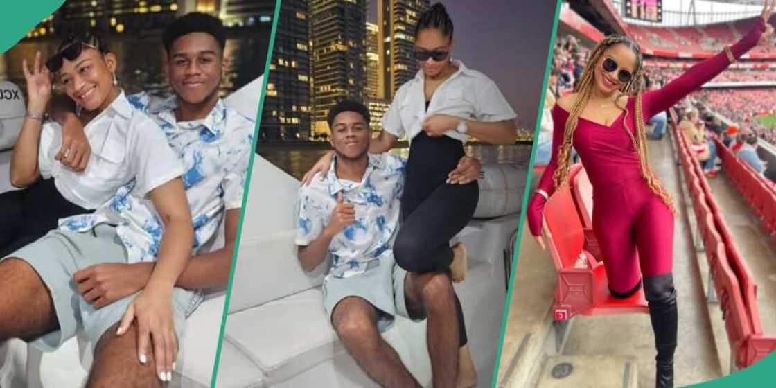 Amara Kanu poses with 19-year-old son Amara Kanu poses with 19-year-old son