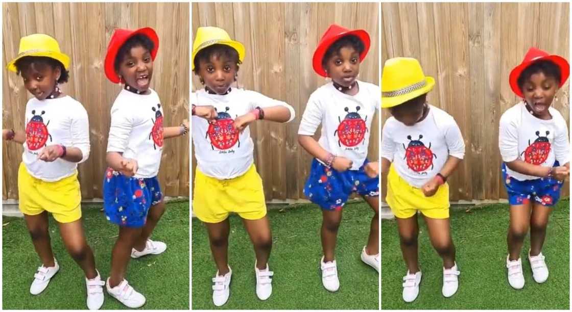 Photos of Nigerian twin girls dancing to Buga by Kizz Daniel and Tecno. Photos of Nigerian twin girls dancing to Buga by Kizz Daniel and Tecno.