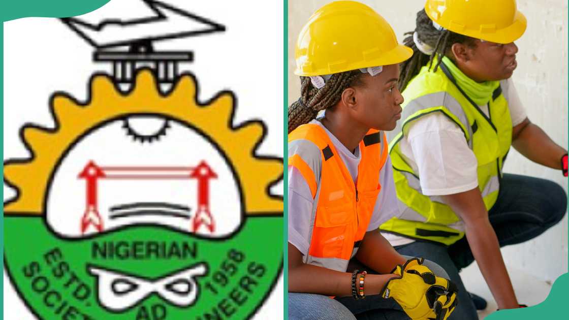 Nigeria Society of Engineers (NSE) logo and engineers at work Nigeria Society of Engineers (NSE) logo and engineers at work