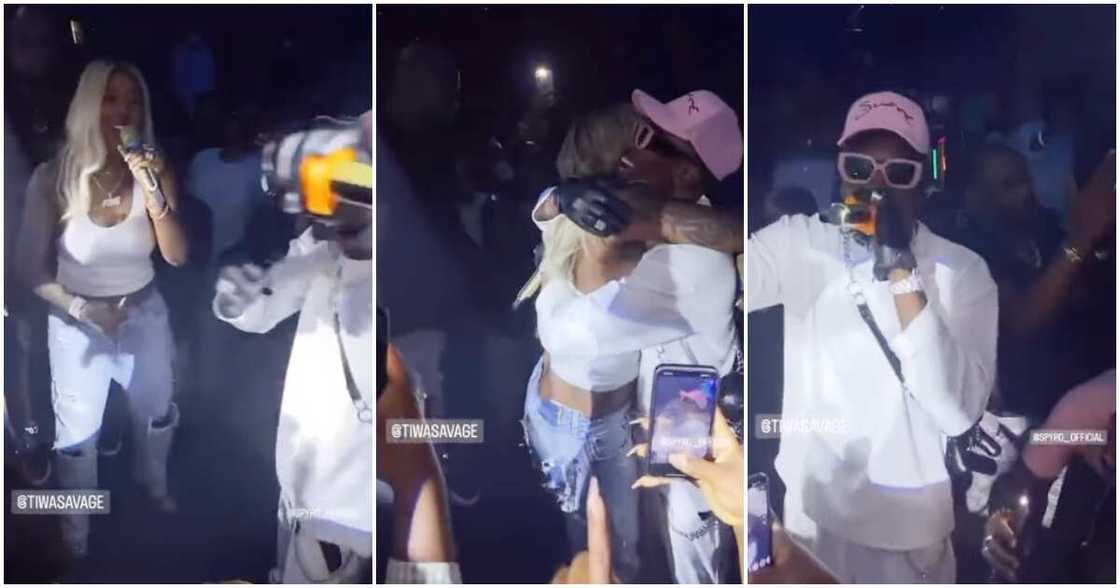 Tiwa Savage surprises Spyro on stage.