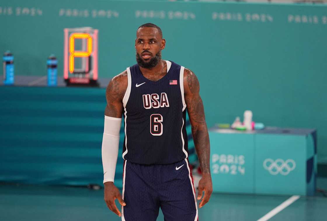 LeBron James at Bercy Arena on 10 August 2024, in Paris, France.