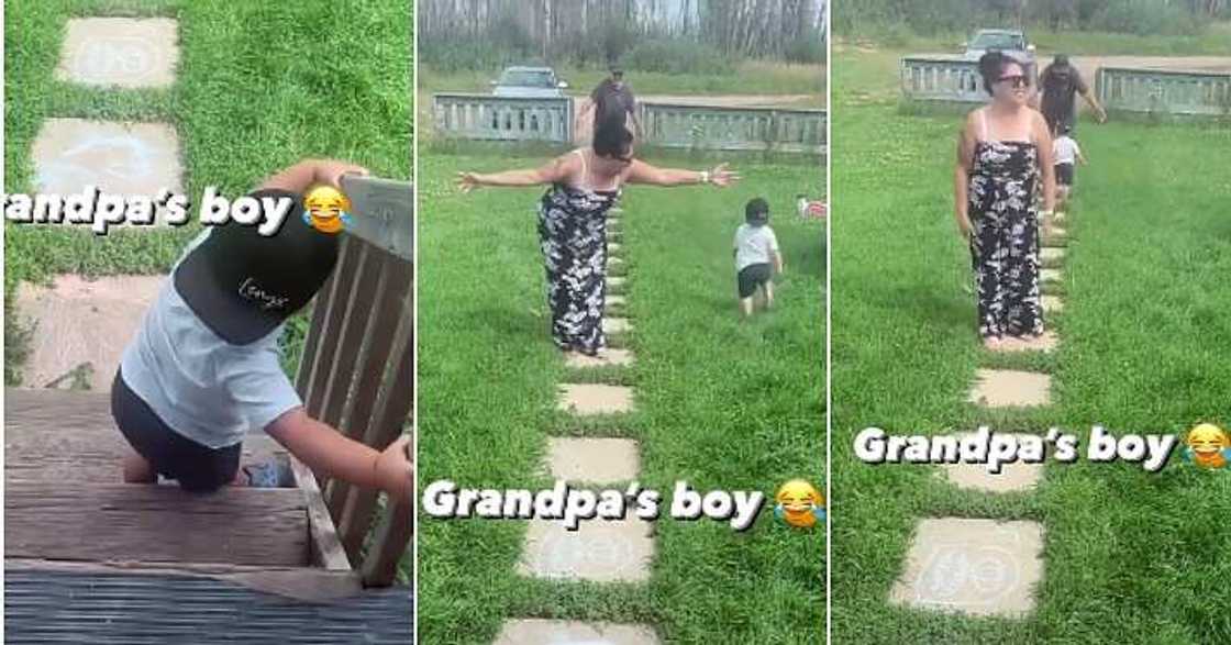 Little boy, avoids grandma, hugs grandpa, hilarious video