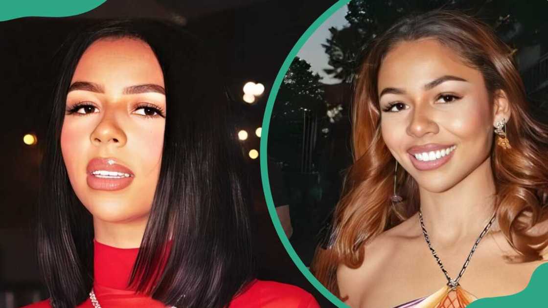 Mariah the Scientist is in a red dress (L). Young Thug's girlfriend posing for a photo (R) Mariah the Scientist is in a red dress (L). Young Thug's girlfriend posing for a photo (R)