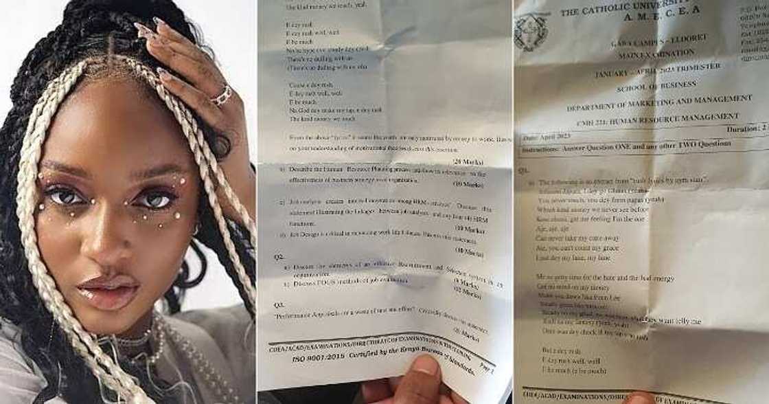 Exam question paper featuring Ayra Starr Exam question paper featuring Ayra Starr