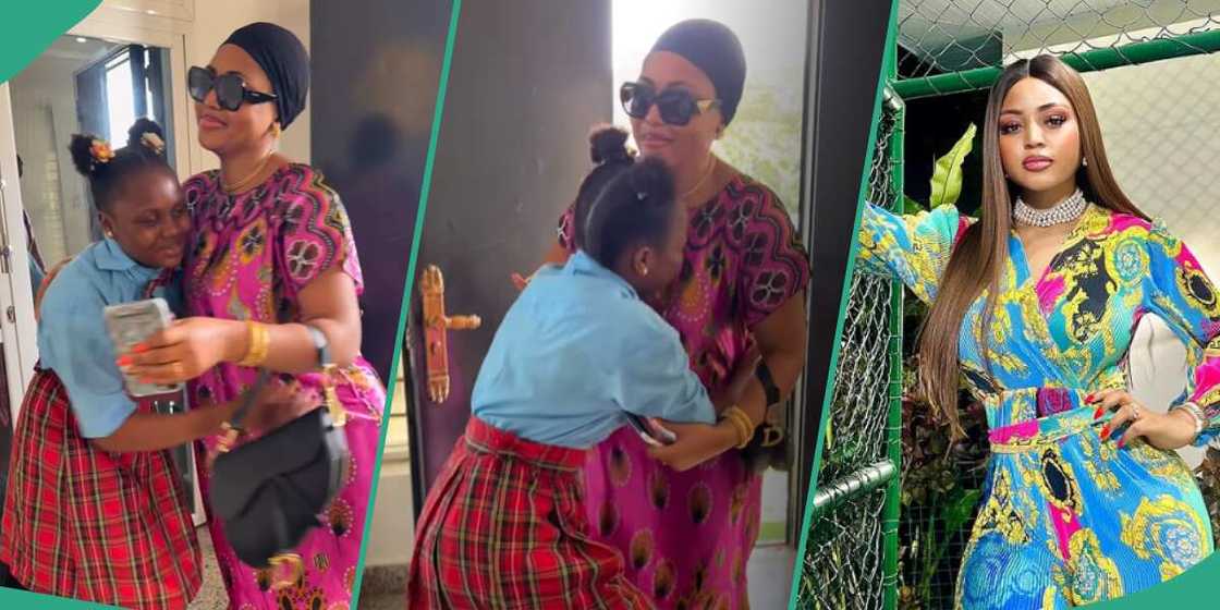 Regina Daniels and fan, Regina Daniels meets fan on set Regina Daniels and fan, Regina Daniels meets fan on set