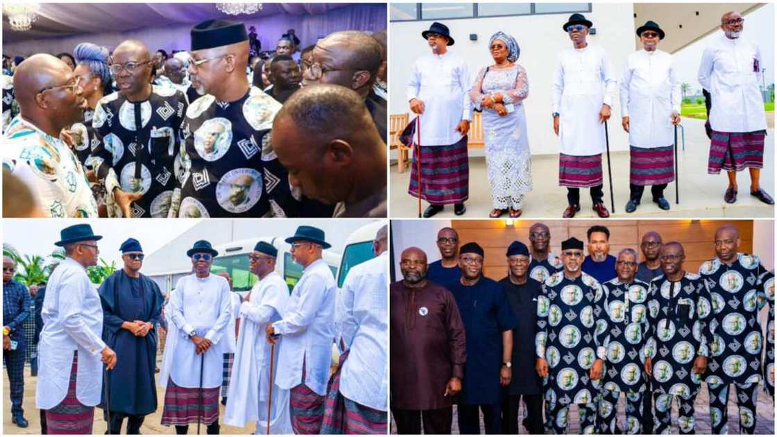 Herbert Wigwe's Funeral/Governor Babajide Sanwo-Olu in Port Harcourt for Wigwe/Aso-Ebi at Herbert Wigwe's funeral/Dapo Abiodun wore Aso Ebi at Wigwe's funeral/Governor Siminalayi Fubara hosts Herbert Wigwe's funeral