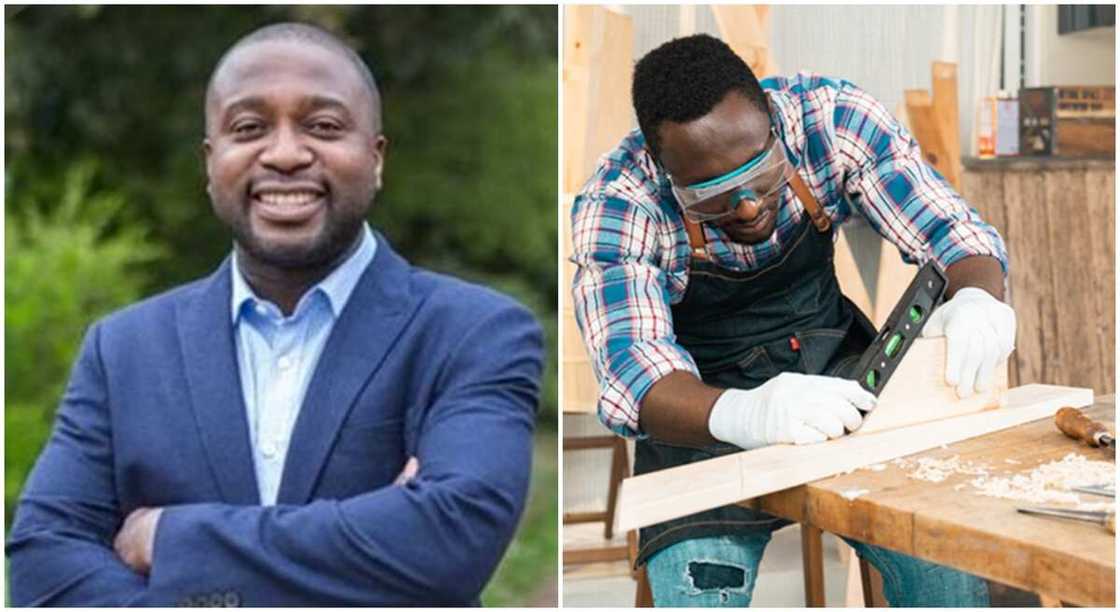 Toyyib Adewale Adelodun, a Nigerian man living in the UK says artisans earn at least N1.9 million over there. Toyyib Adewale Adelodun, a Nigerian man living in the UK says artisans earn at least N1.9 million over there.