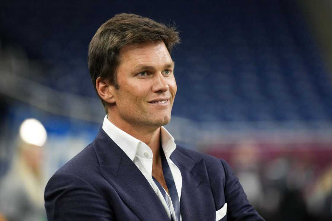 Tom Brady attends an NFL game at Ford Field in Detroit, Michigan