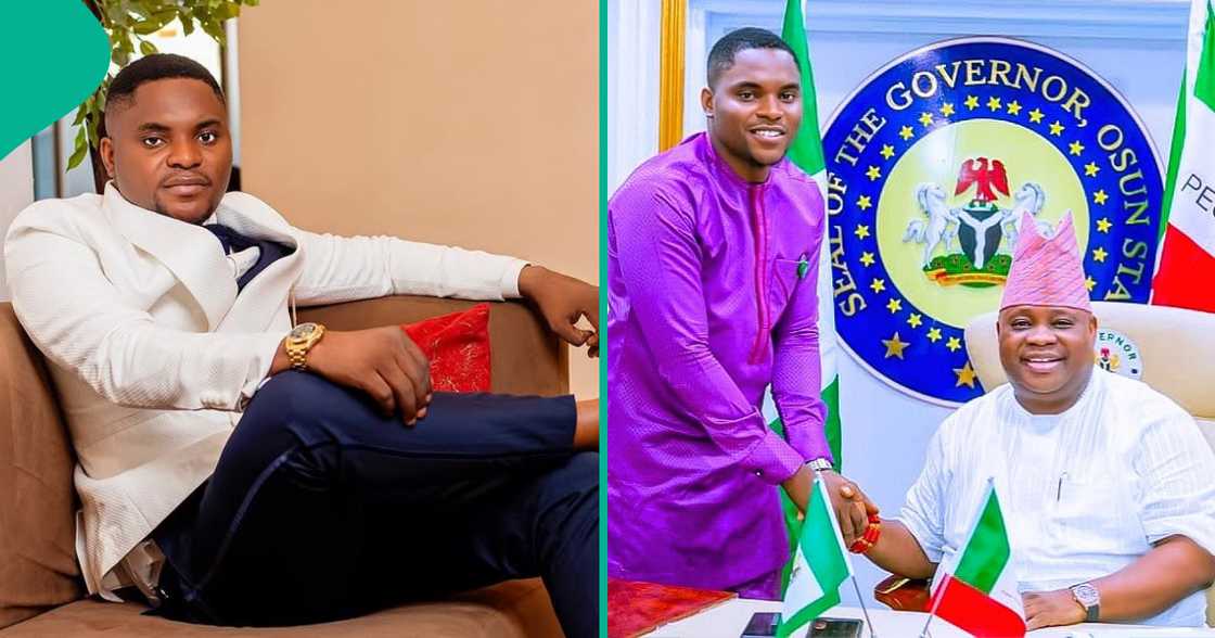 Actor Luyek shares video of him with Osun state governor. Actor Luyek shares video of him with Osun state governor.