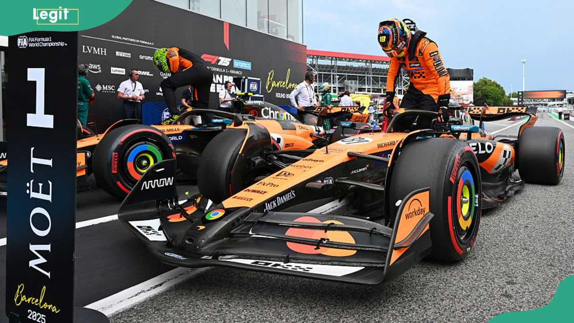 Pole position qualifier Oscar Piastri of Australia and McLaren and second-placed qualifier Lando Norris of Great Britain and McLaren at Circuit de Barcelona-Catalunya Pole position qualifier Oscar Piastri of Australia and McLaren and second-placed qualifier Lando Norris of Great Britain and McLaren at Circuit de Barcelona-Catalunya