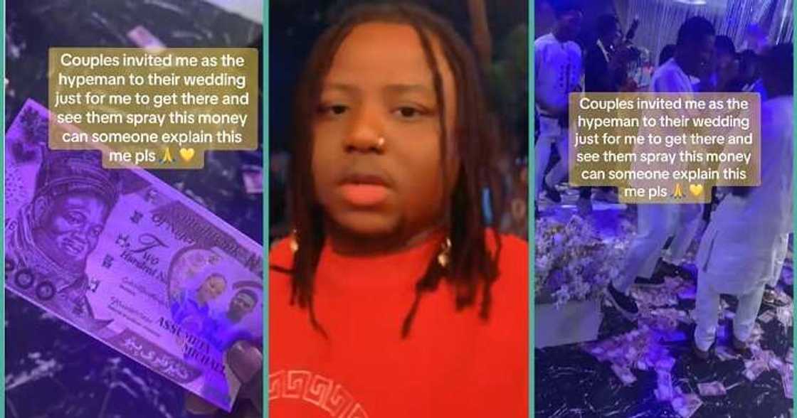 Man shares his confusion as guests spray paper money on couple Man shares his confusion as guests spray paper money on couple