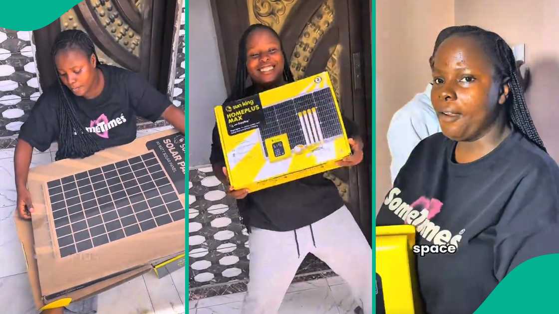POS vendor over the moon after purchasing solar panel. POS vendor over the moon after purchasing solar panel.