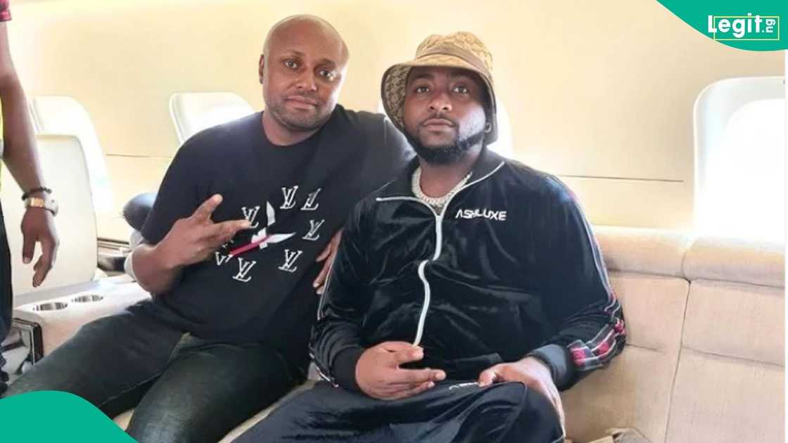 Davido shares a light-hearted moment with Israel DMW during a private jet livestream that captures fans' attention
