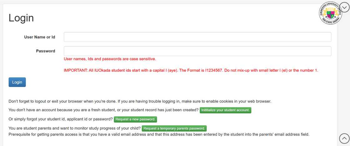 Igbinedion University log in page Igbinedion University log in page