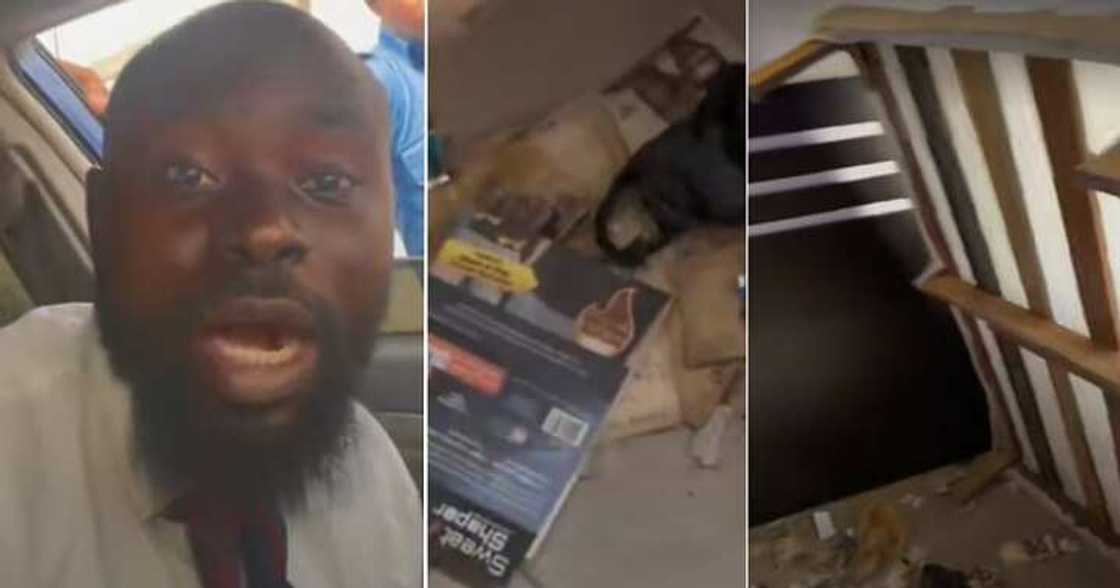 Man in tears after raising his bed, cash hidden under bed