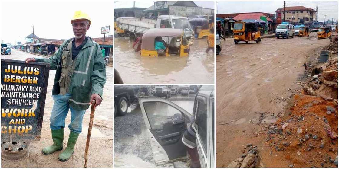 Nigerians hail man who has been singlehandedly maintaining bad Rivers road for 7 years Nigerians hail man who has been singlehandedly maintaining bad Rivers road for 7 years
