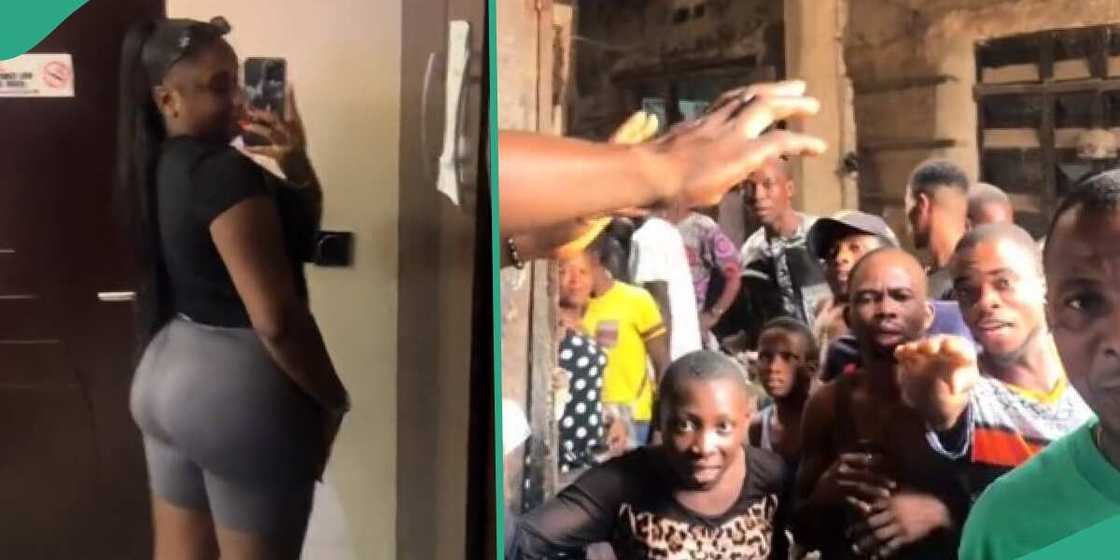 Video emerges as lady catches people's atention in market due to her tight dress Video emerges as lady catches people's atention in market due to her tight dress