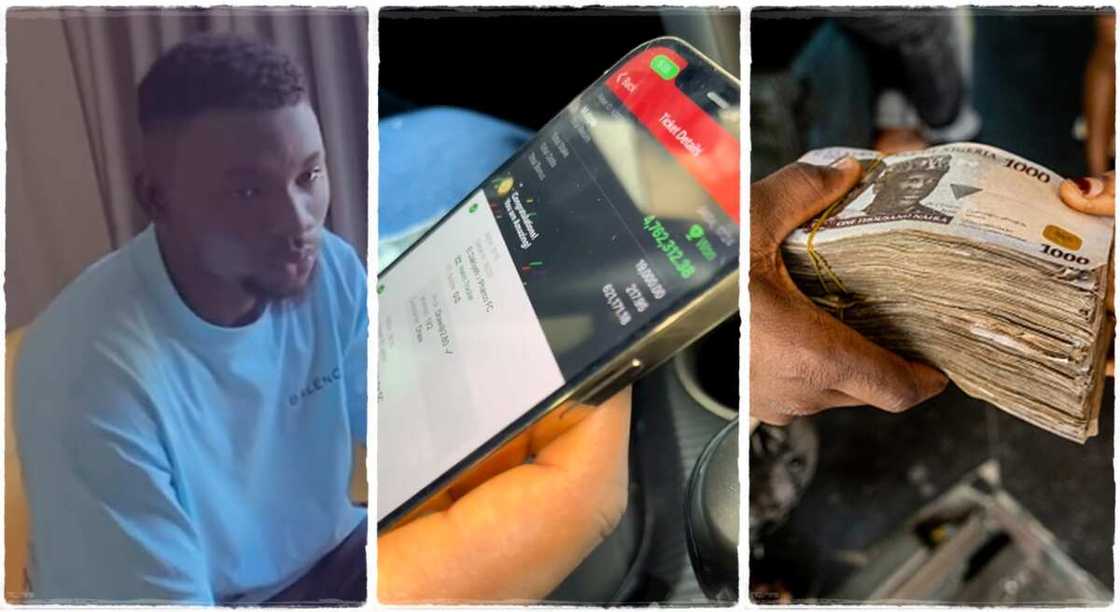 Photos of a man who won N4.7 million in sports betting. Photos of a man who won N4.7 million in sports betting.