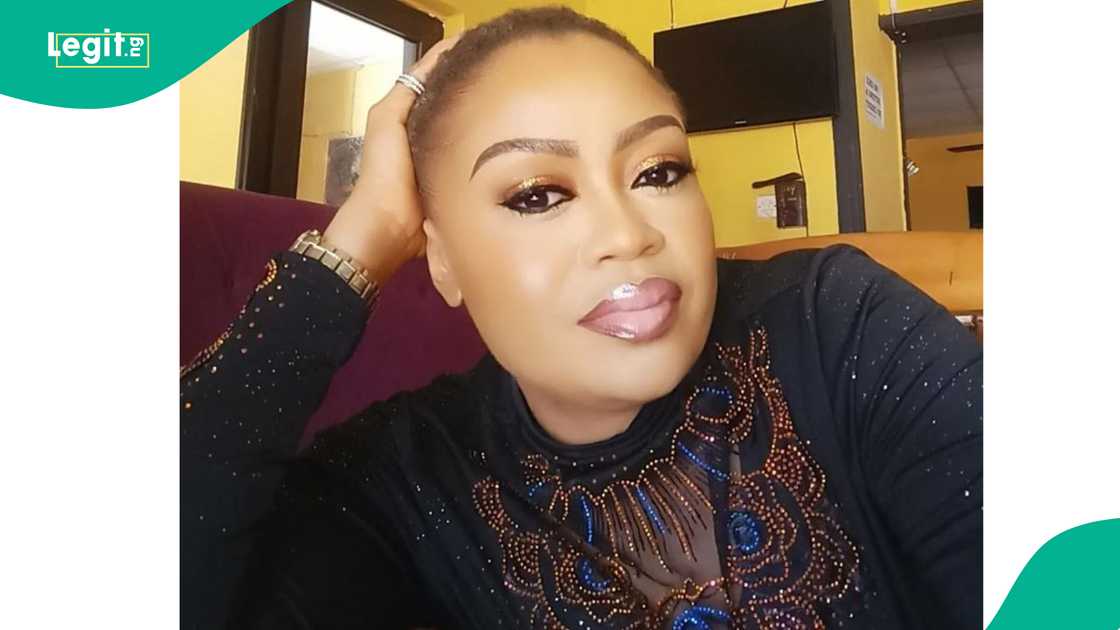 Nollywood actress Nkiru Sylvanus speaks at a public event.