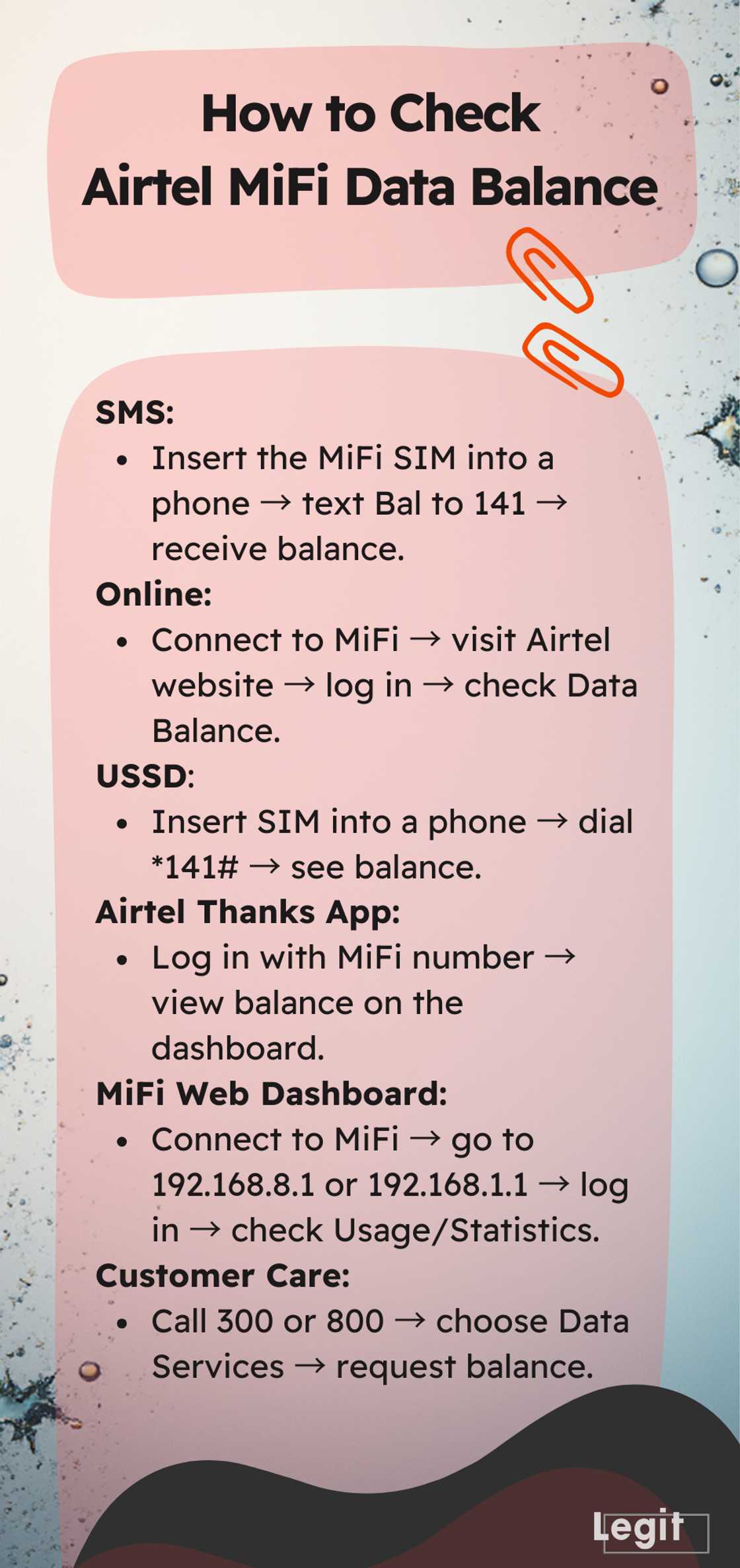 How to check Airtel MiFi data balance How to check Airtel MiFi data balance