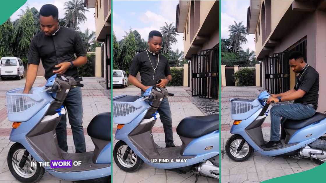 New fuel price forces priest to start using bike. New fuel price forces priest to start using bike.