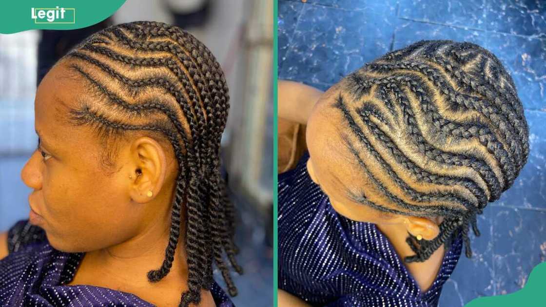 Young girl wearing zigzag weaving hairstyle Young girl wearing zigzag weaving hairstyle