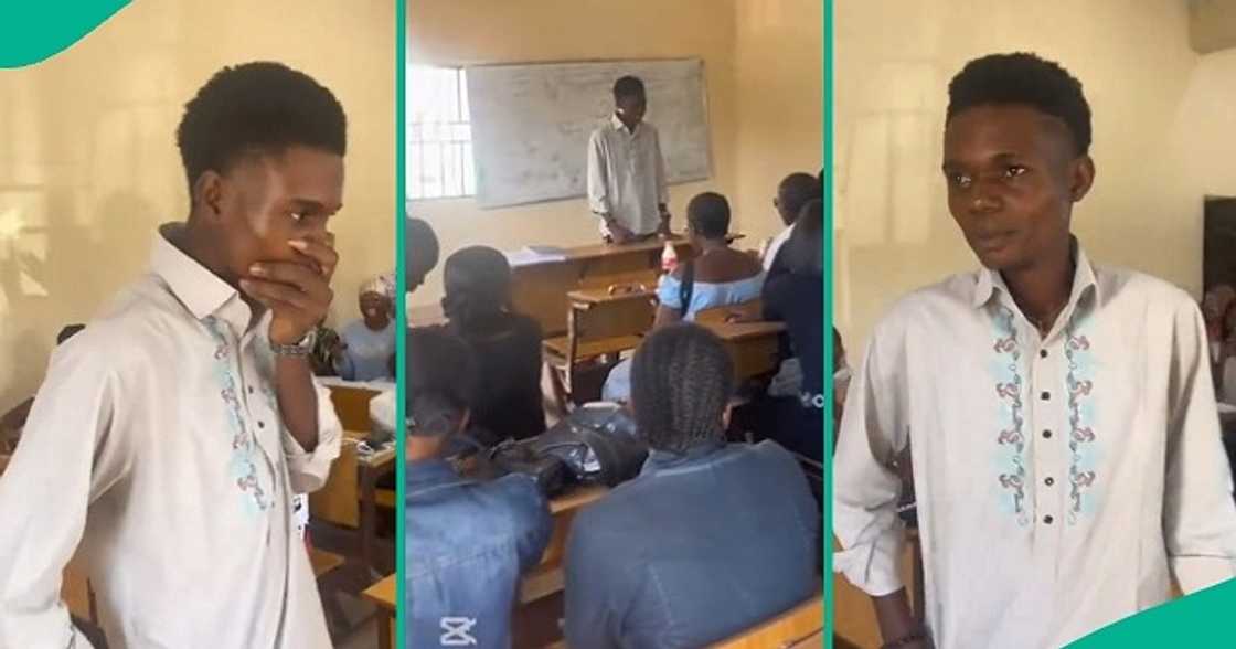 Students leave course rep in tears as they gift him a new phone. Students leave course rep in tears as they gift him a new phone.