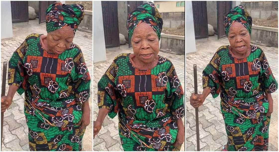 Photos of an old woman in dance position. Photos of an old woman in dance position.