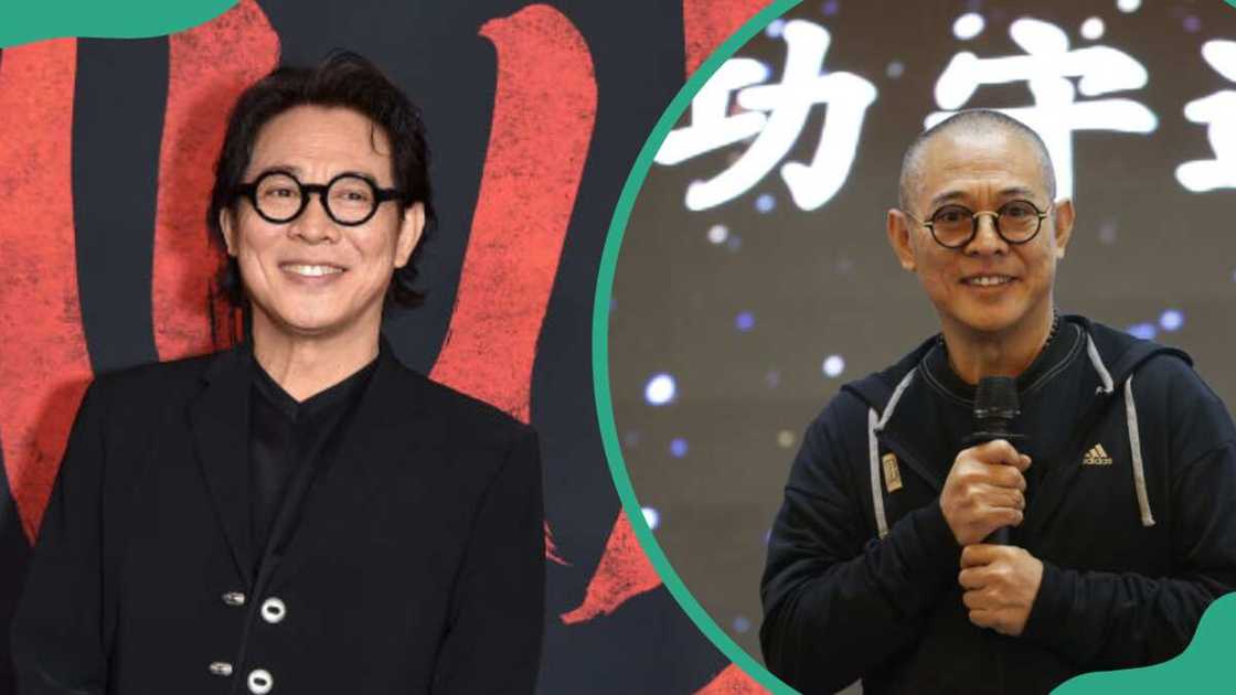 Jet Li attends the premiere of Disney's Mulan (L). The actor attends the Gong Shou Dao Kung Fu camp closing ceremony (R) Jet Li attends the premiere of Disney's Mulan (L). The actor attends the Gong Shou Dao Kung Fu camp closing ceremony (R)