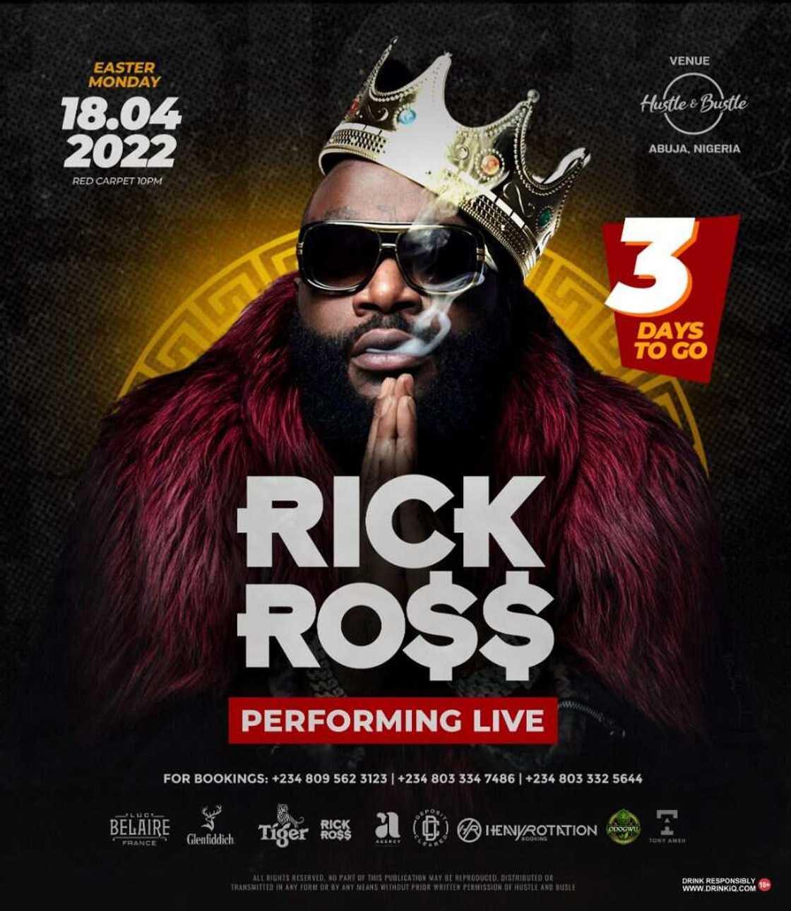 Rick Ross, Perform Live, Hustle & Bustle Abuja, Easter Monday Rick Ross, Perform Live, Hustle & Bustle Abuja, Easter Monday