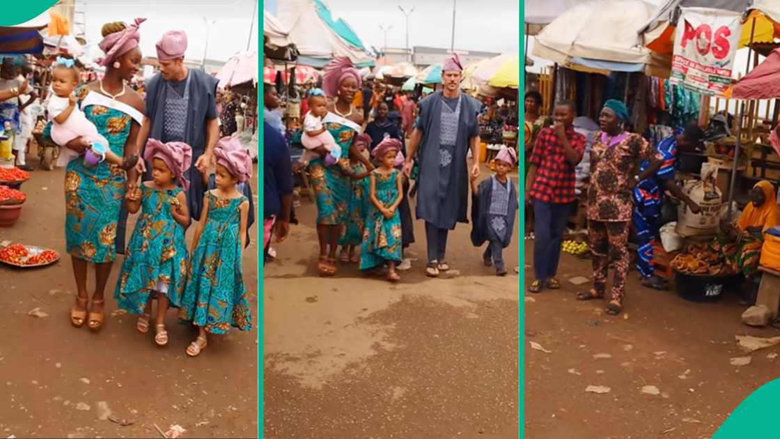 Video: Nigerian Woman Storms Akure Market with Her White Husband and Children, People Go Wild Video: Nigerian Woman Storms Akure Market with Her White Husband and Children, People Go Wild