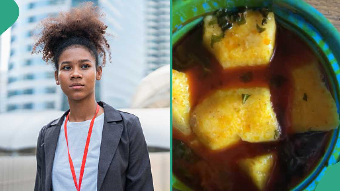 Raections as lady displays food her brother's wife-to-be prepared for the family