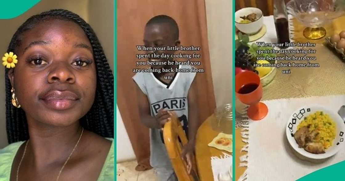 Female student gets emotional as little brother cooks for her