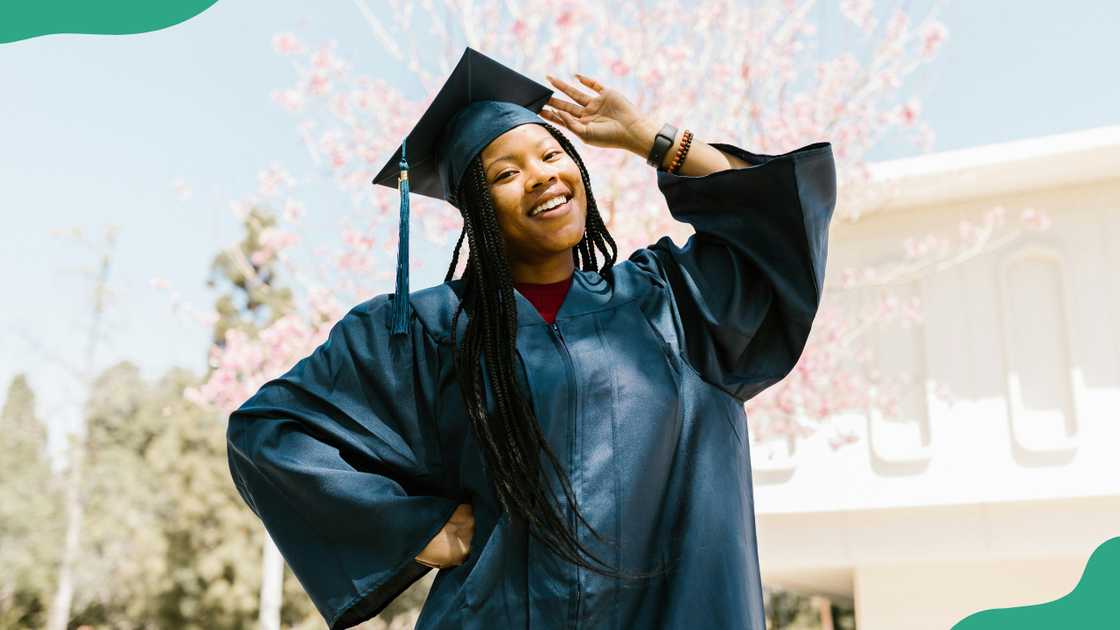 A lady celebrates her graduation
