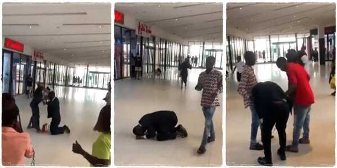 A young man proposed to his girlfriend at a shopping mall in Ibadan, Oyo state, but she said no A young man proposed to his girlfriend at a shopping mall in Ibadan, Oyo state, but she said no