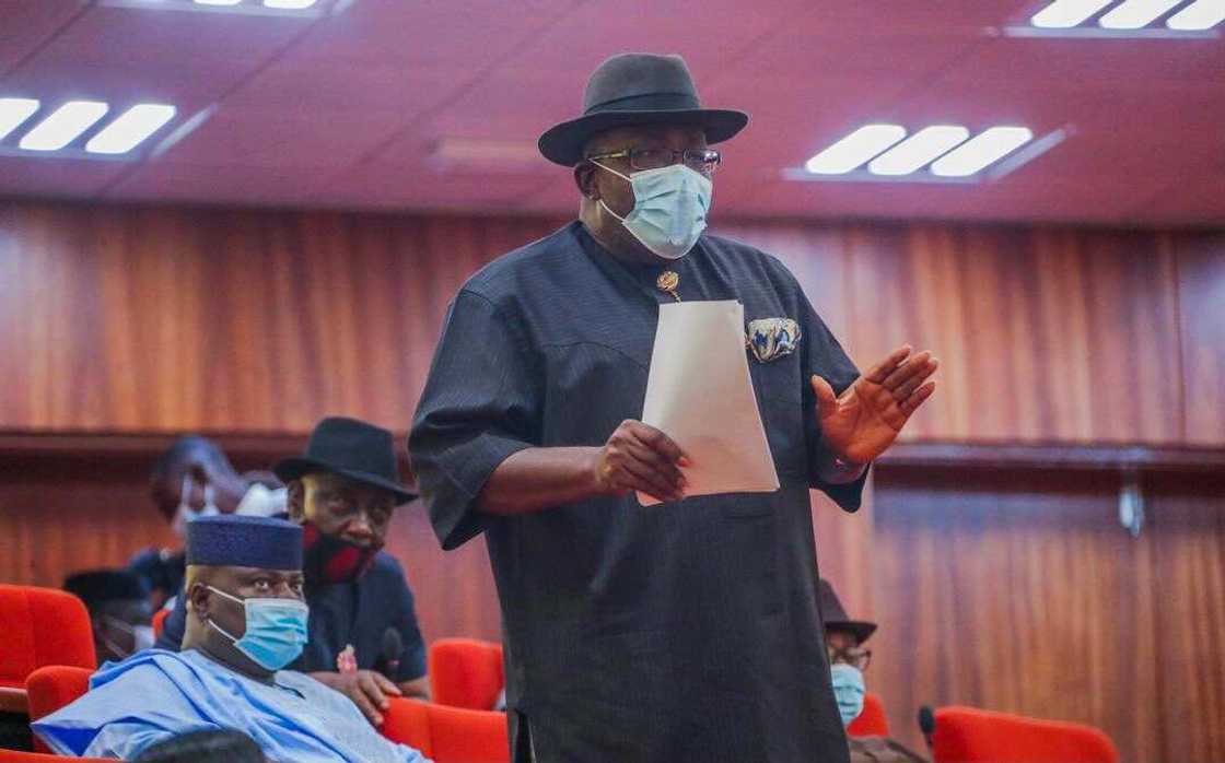 Dickson tackles Adamawa senator for saying Bayelsa’s small