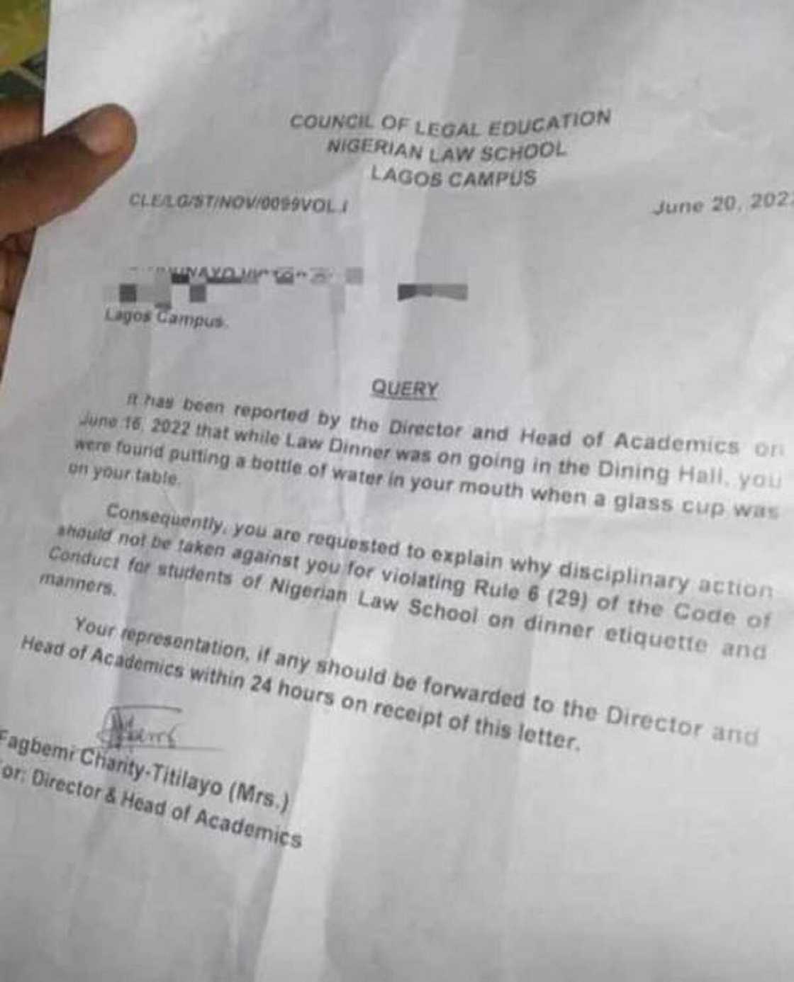 Wasika Daga Makarantar Horas Da Lauyoyi. Wasika Daga Makarantar Horas Da Lauyoyi.