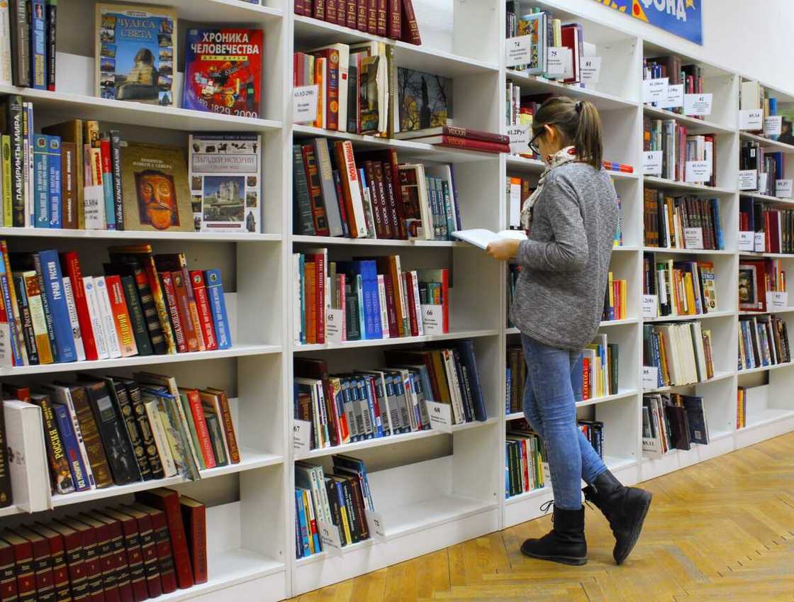 A student in the library A student in the library
