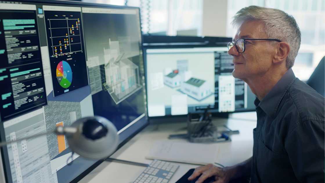 A man working on a CAD design