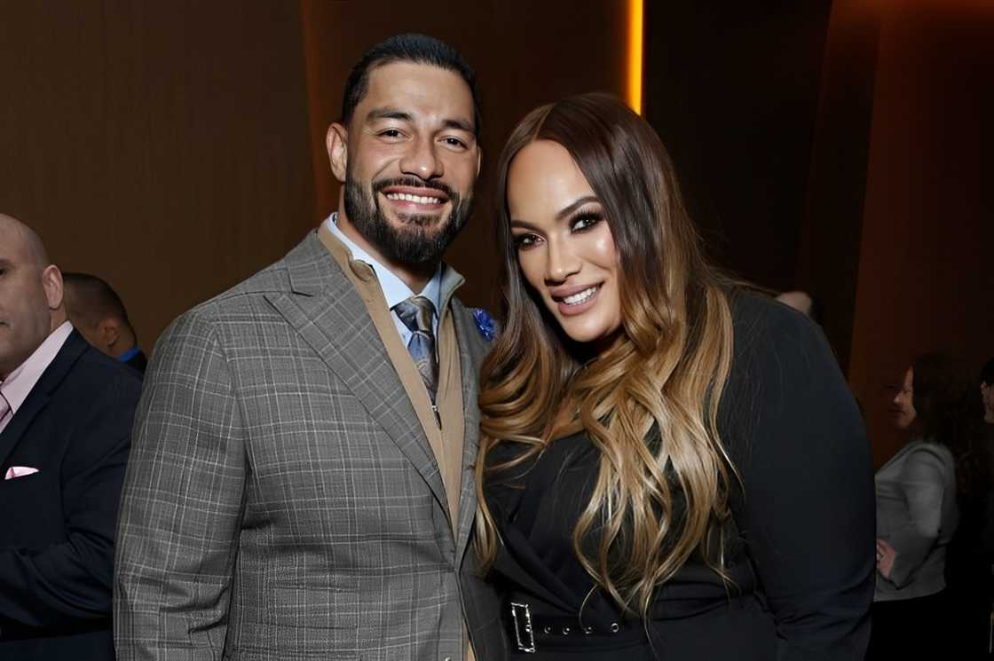 Nia Jax and Roman Reigns at a WWE event in New York