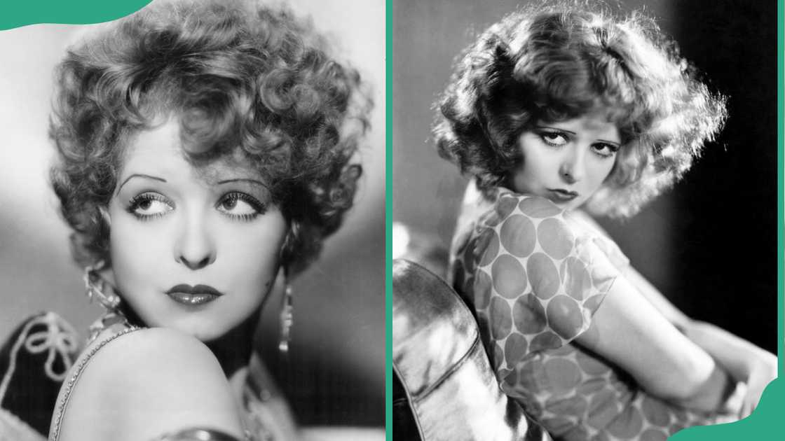Clara Bow showcasing curly bob hairstyle Clara Bow showcasing curly bob hairstyle